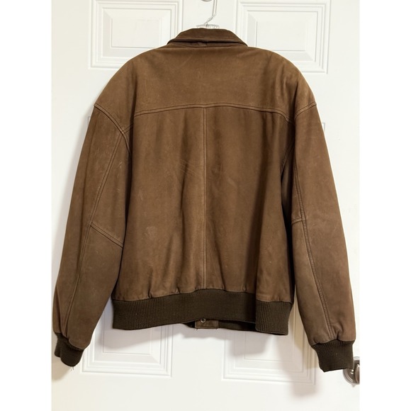 G-III Dark Brown Leather Bomber Jacket Suede-like SZ Medium Aviator - Picture 3 of 10